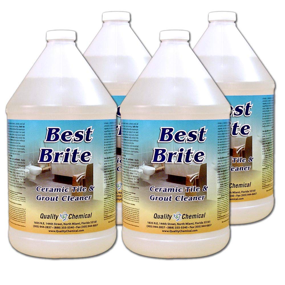 Best Brite Heavy-Duty Tile & Grout Cleaner with Acid - 4 Gallon Case | Professional Strength Bathroom, Kitchen & Floor Deep Cleaner for Tough Stains & Mold Removal