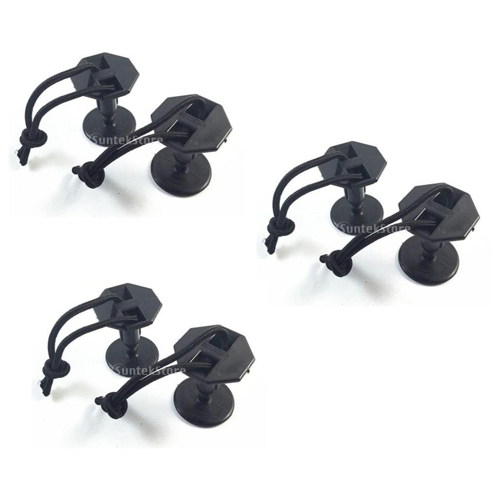 SM SunniMix 6-Piece Black Plastic Surfboard Leash Plugs with Durable Cord - Surfing Accessories for Wave Riding & Board Safety (Ideal for Pro Surfers & Beginners)