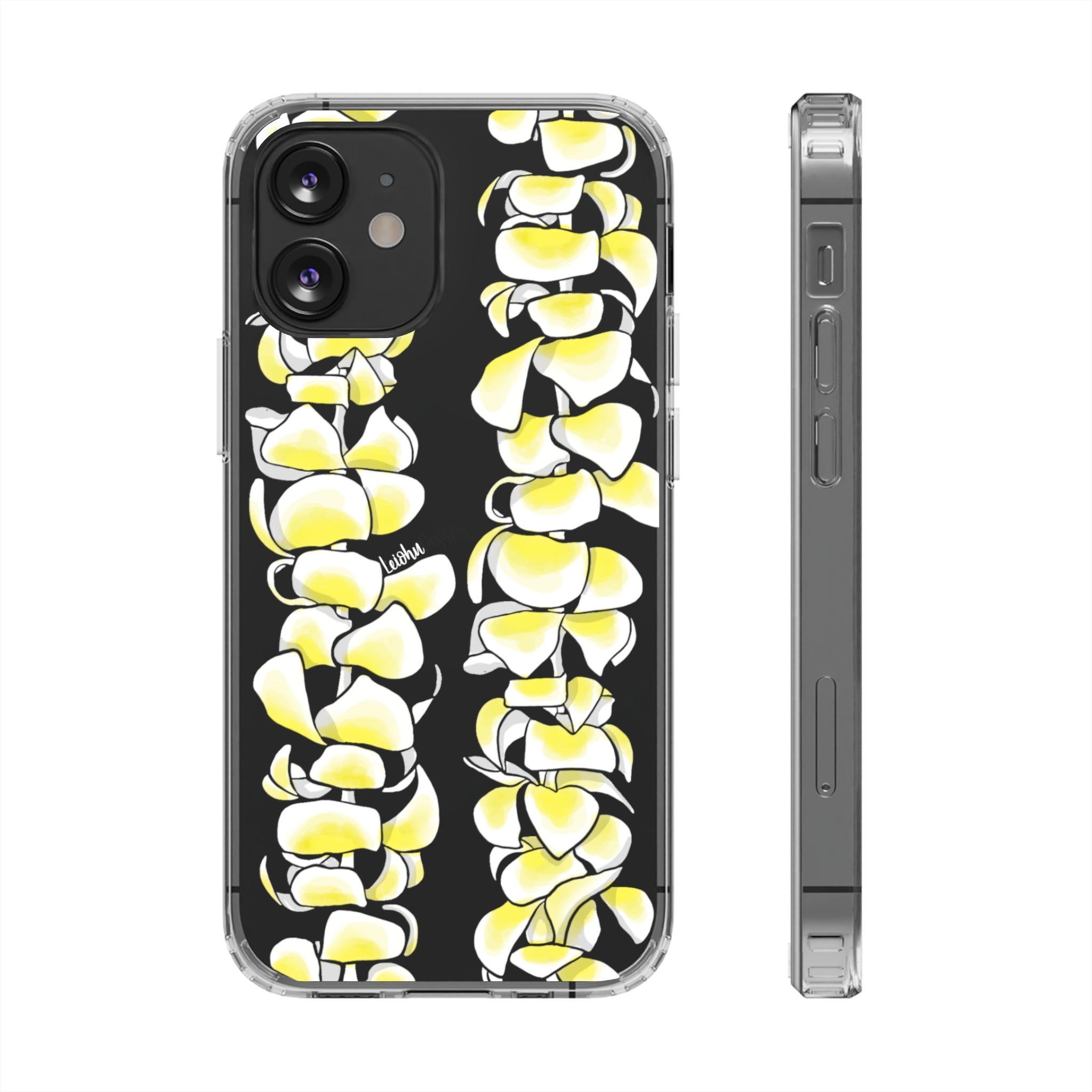Hawaiian Plumeria Flower Lei Design Clear Phone Case - Durable Protective Cover for iPhone & Samsung - Perfect for Luau Parties, Beach Vacations & Summer Festivals
