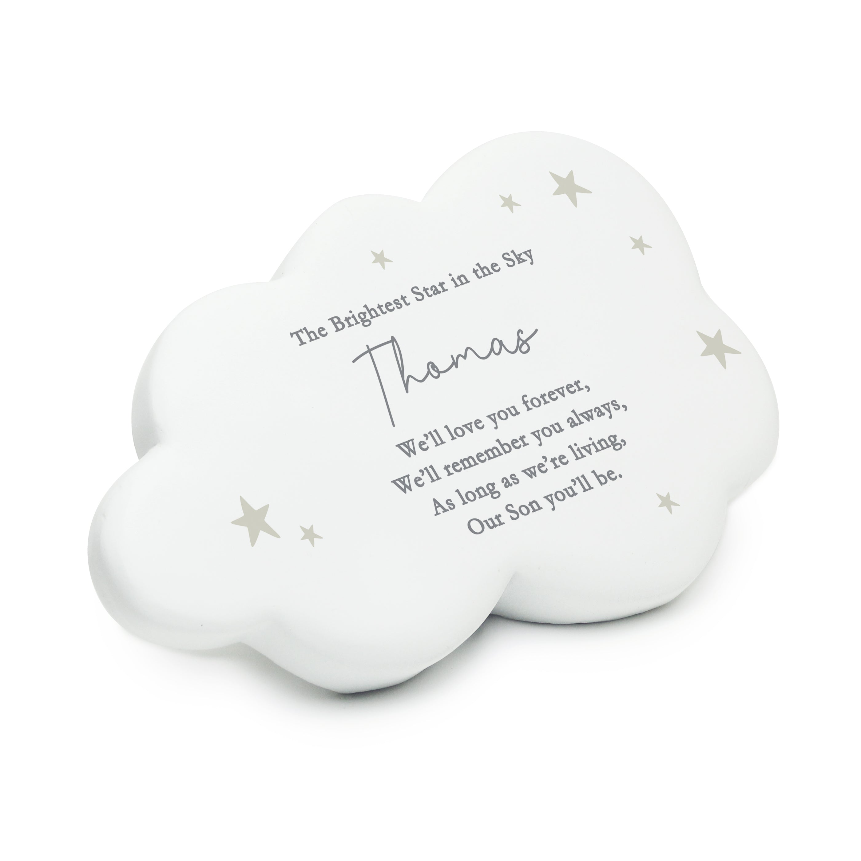 Personalized Stars Resin Memorial Cloud Keepsake - Custom Engraved Memorial Gift for Loved Ones - Perfect for Funerals, Anniversaries & Remembrance Ceremonies