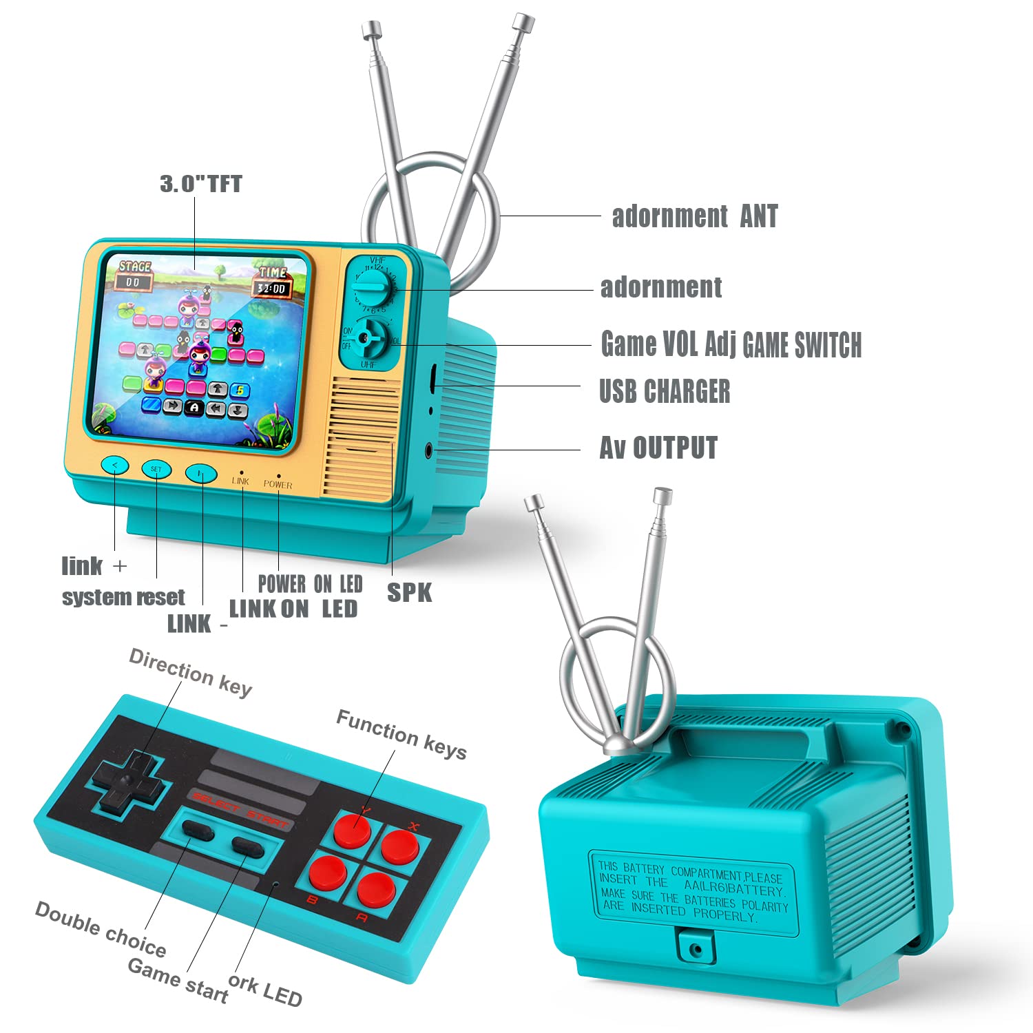 GV300S Wireless Game Controller - 2 Player Mode for Gaming Console