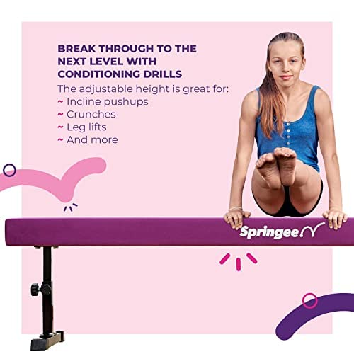 8 ft Adjustable Balance Beam for Gymnastics Training at Home - Solid Suede Professional Gymnastics Equipment with Dual Locking System for Stability & Safety - Perfect Gift for Boys & Girls - Ideal for Home Practice, Backyard Training & Gymnastics Studio Use