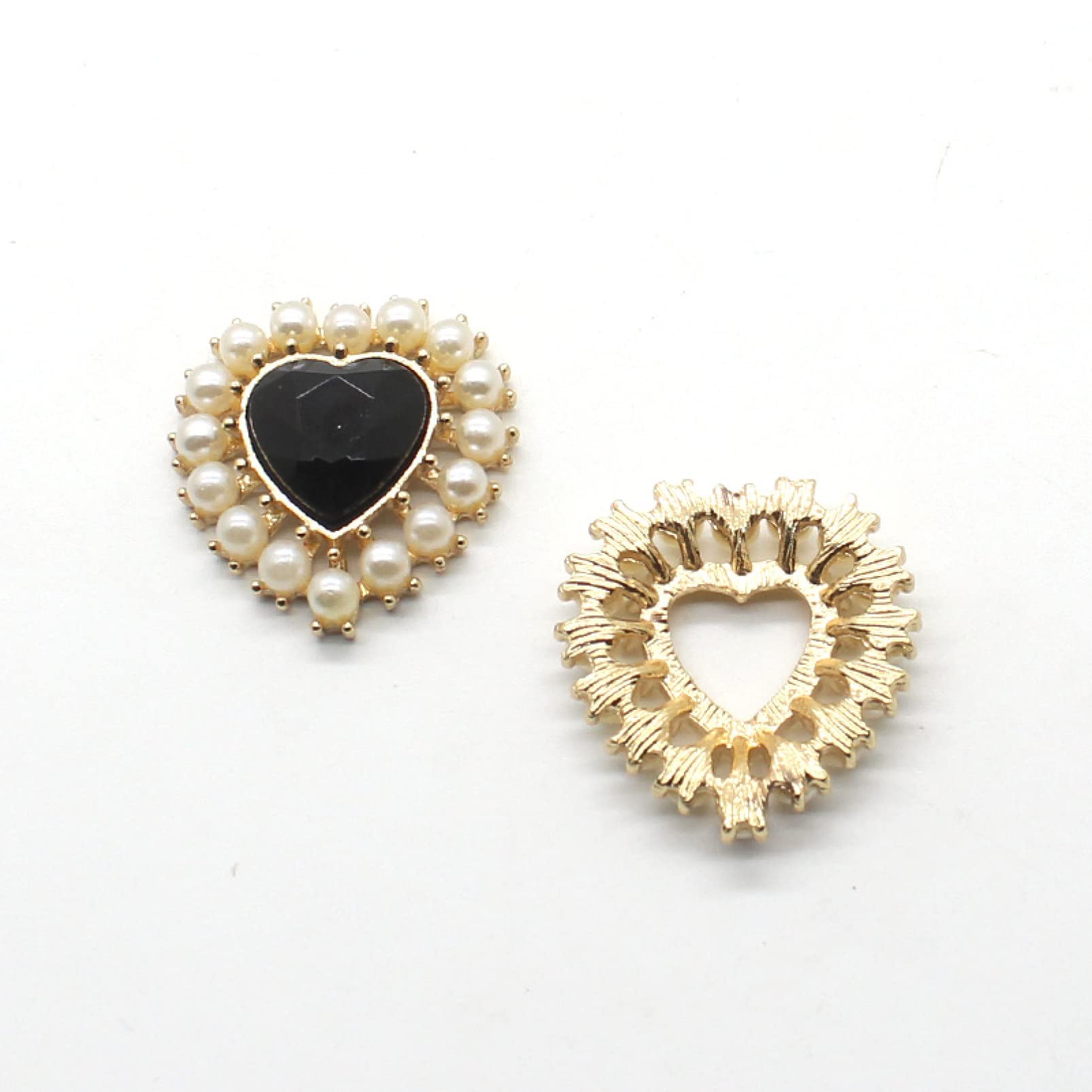 10pcs Heart Pearl Alloy Buttons for Clothing DIY, Women's Hair Accessories & Wedding Decor - Perfect for Crafts, Sewing Projects, Bridal Jewelry and Party Decorations