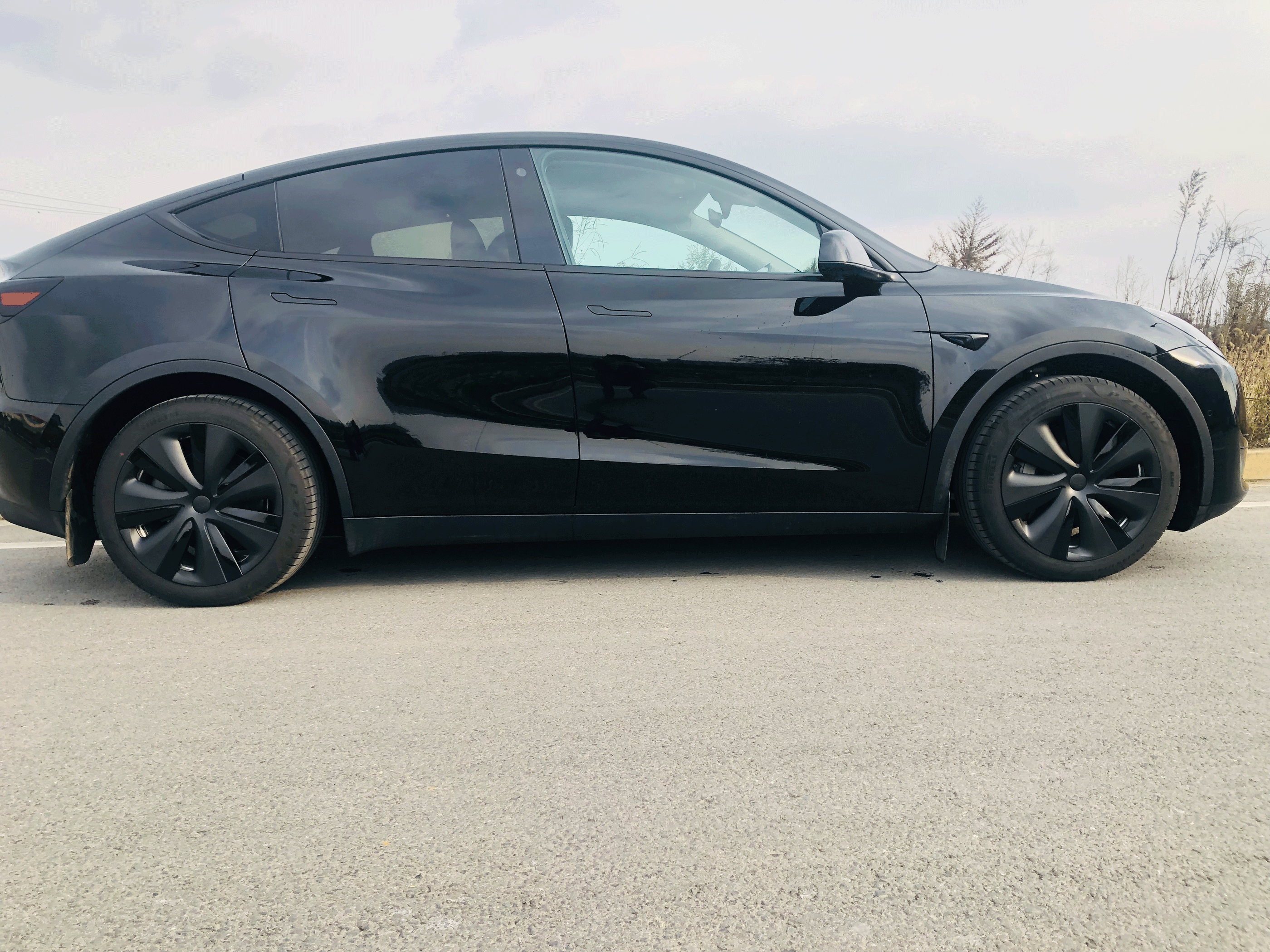 Tesla Model Y 19 Inch Gemini Wheel Covers (4PCS) - Matte Black Sport Style for Model S Version | Enhance Your Tesla's Look for Daily Commute & Road Trips