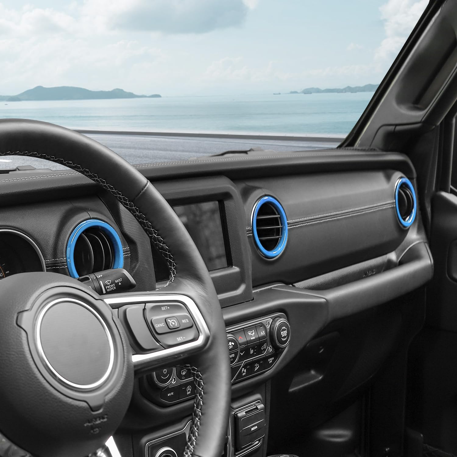 RT-TCZ Baby Blue Dash Air Vent Covers for Jeep Wrangler JL/JLU & Gladiator JT (2018-2023) - Interior Accessories Set of 4 - Stylish Protection & Customization for Off-Road Adventures