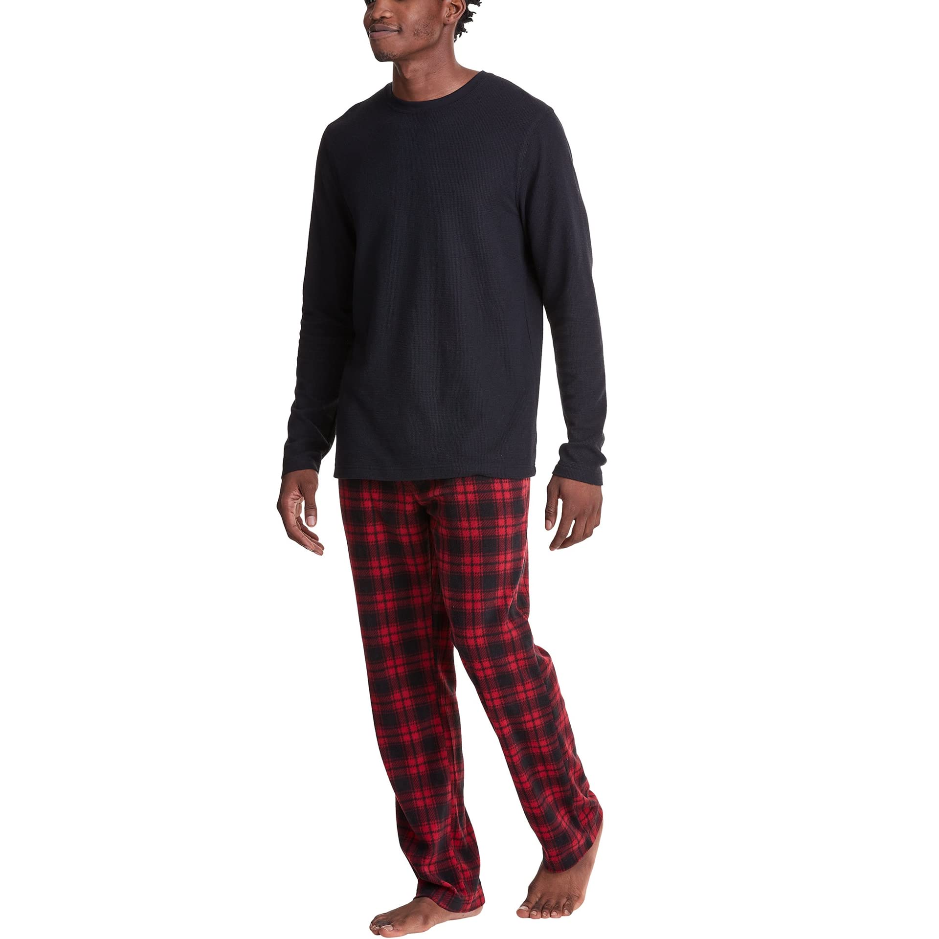 Hanes Men's Tagless Micro-Fleece Pajama Set - Soft 2-Piece Sleepwear for Winter & Lounge Wear - Perfect for Cozy Nights, Relaxing at Home & Gift Giving