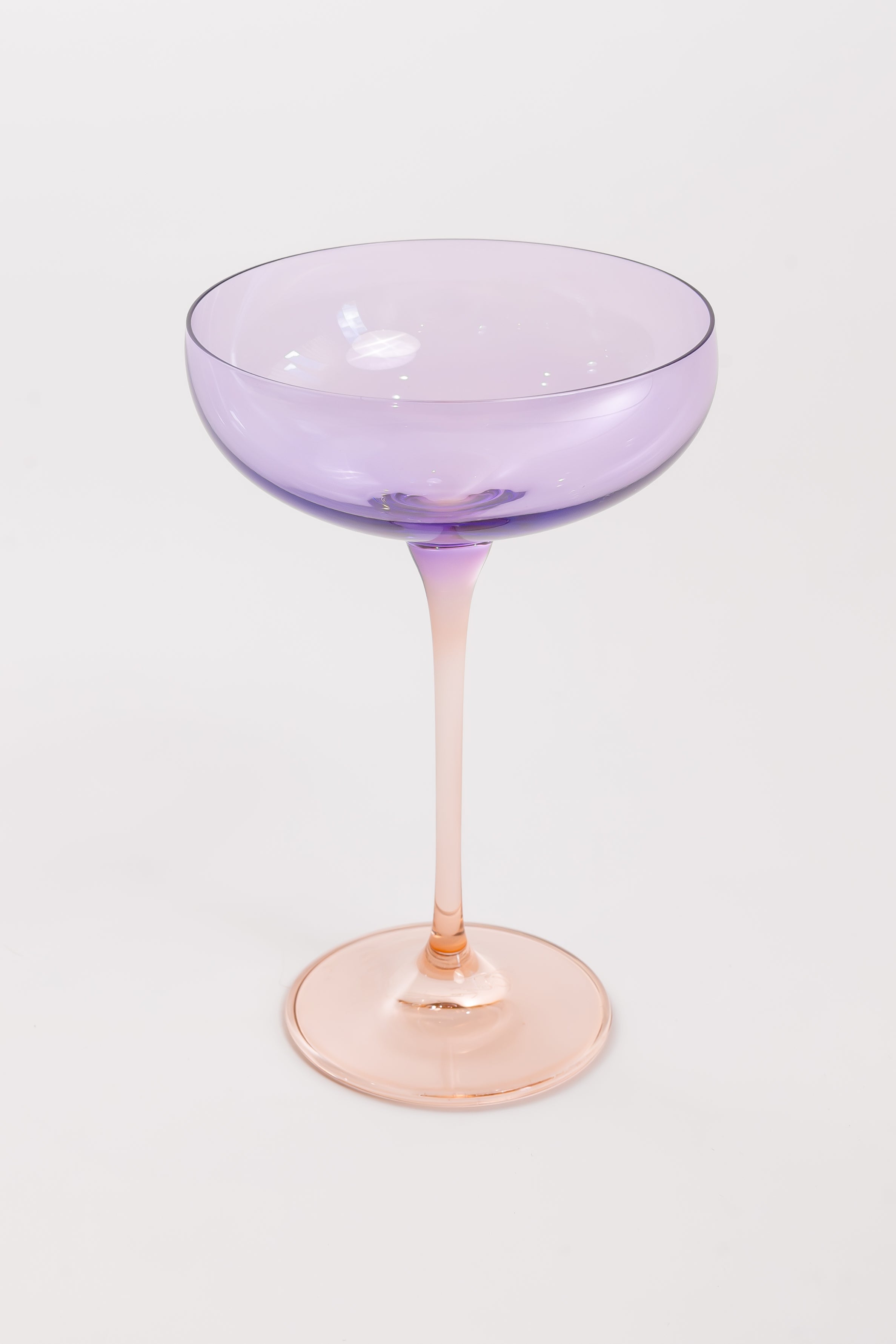 Estelle Colored Champagne Coupe Glasses Set of 2 - Elegant Lavender & Blush Pink Colorblock Design for Wedding, Bridal Shower & Party Celebrations
