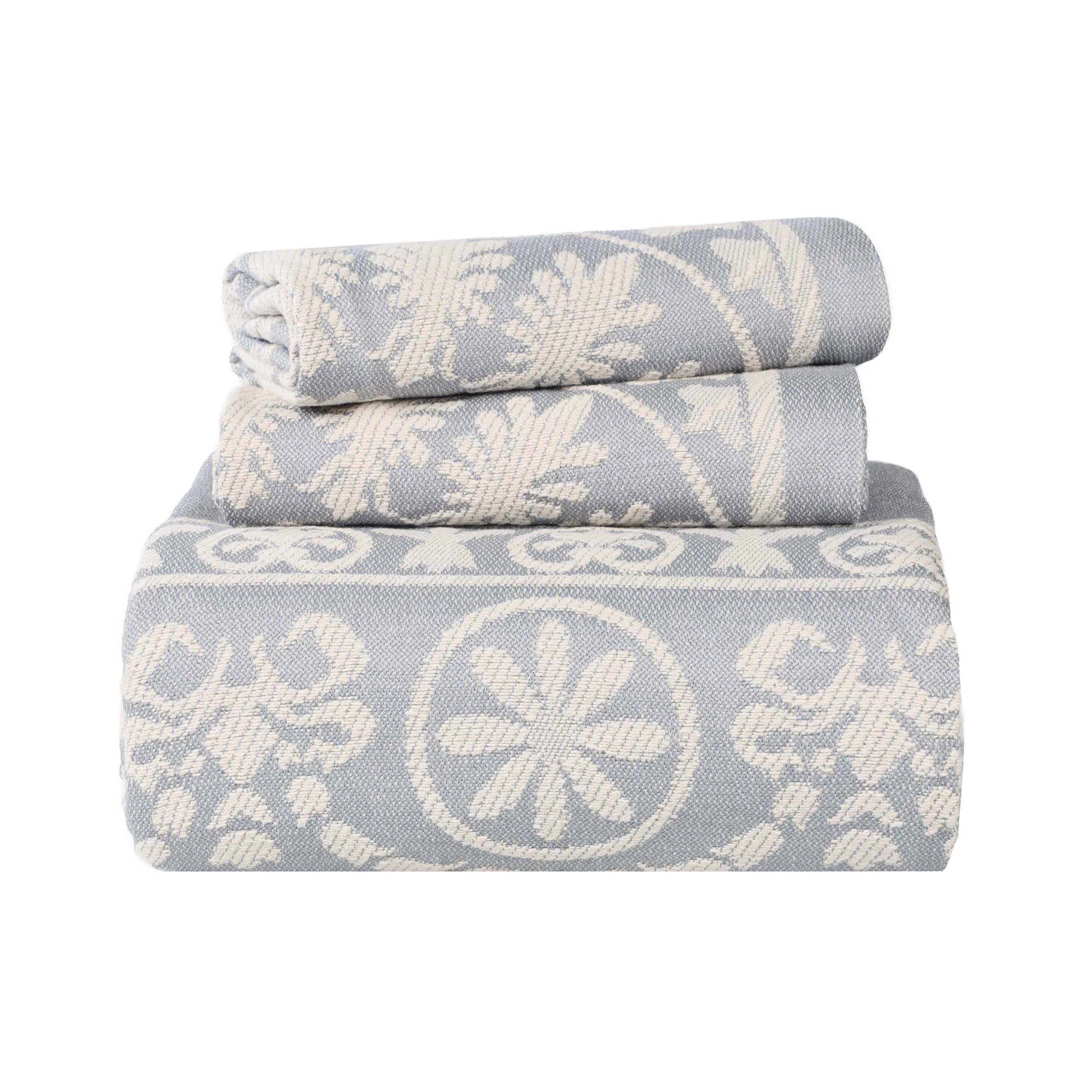 Kymbal Cotton Blend Woven Medallion Jacquard Bedspread Set - Queen Size Luxury Bedding for Master Bedroom & Guest Room Decor
