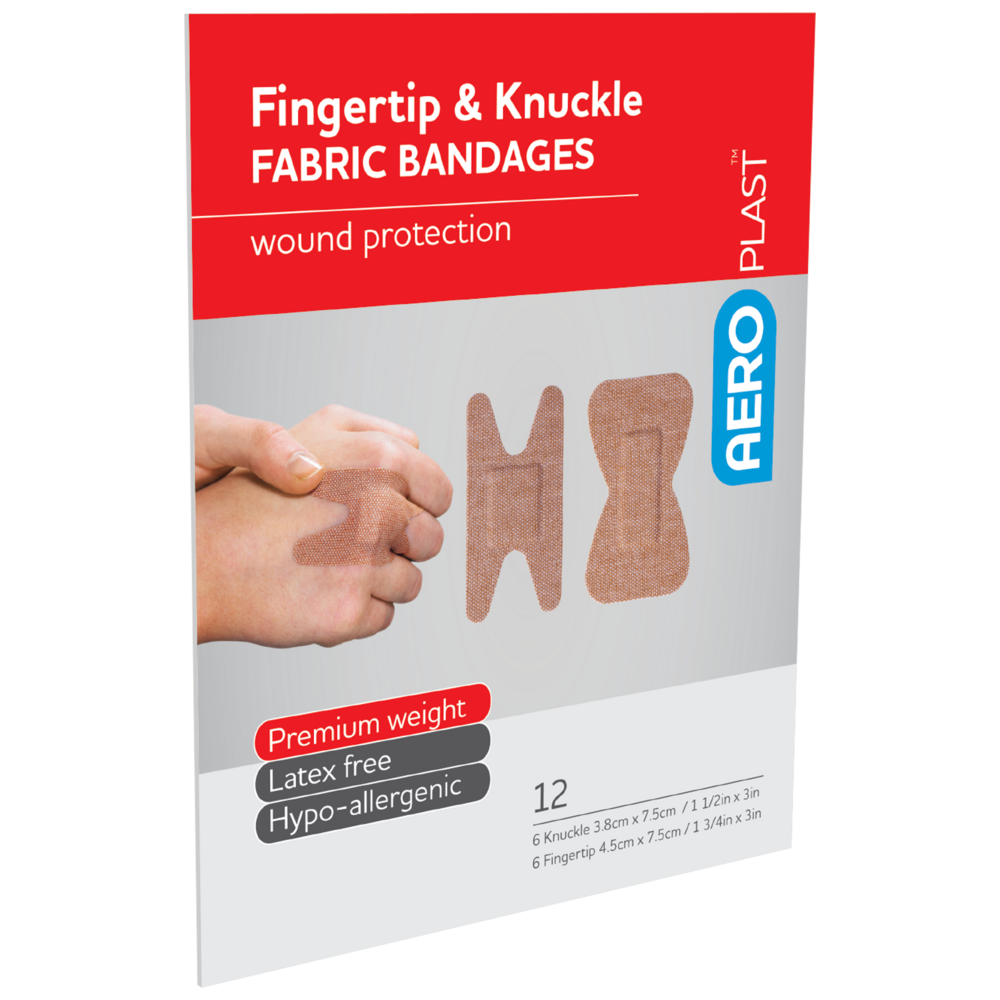 Premium Fabric Bandages for Fingertip & Knuckle Cuts - 12 Count Pack | First Aid Wound Care for Active Lifestyles, Sports & Outdoor Activities