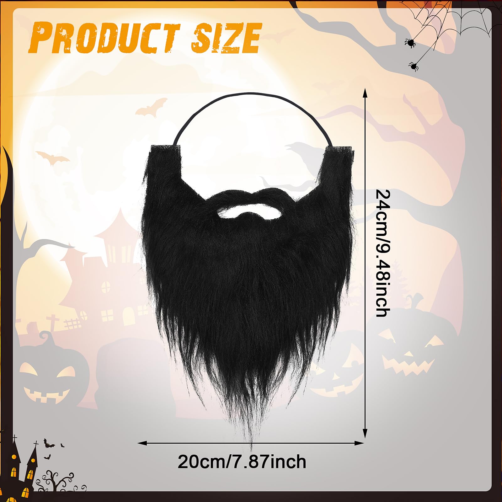 Yolev Fake Beards & Mustaches - Black Costume Facial Hair for Adults | Halloween, Christmas, Cosplay & Party Accessories | Perfect for Costume Parties, Themed Events & Funny Photo Props