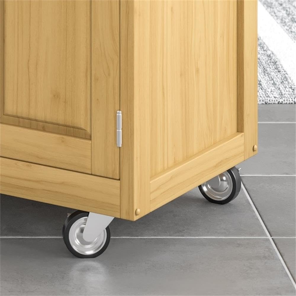 Hawthorne Collections 49 Inch Natural Wood Kitchen Island Cart with Granite Countertop - Perfect for Small Kitchens, Dining Areas & Food Prep Stations