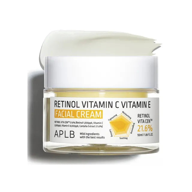 APLB Retinol Vitamin C Vitamin E Anti-Aging Facial Moisturizer Cream 55ml - Brightening & Hydrating for Day & Night Skincare Routine