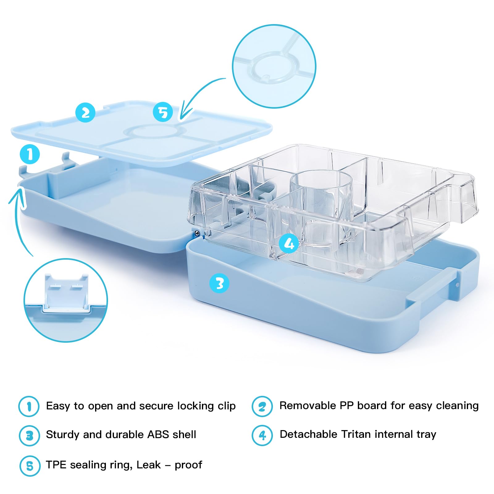 JOYHILL Leak Proof Bento Lunch Box for Kids & Adults - 4-6 Compartment BPA-Free Food Container for School, Office, Daycare & Travel (Space Blue) | Perfect for Meal Prep, Picnics & Healthy Eating On-The-Go