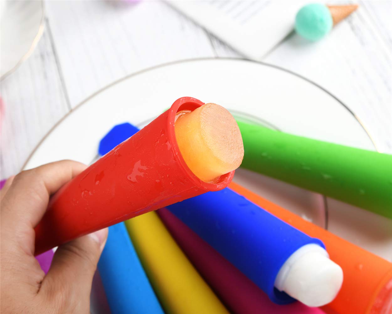 8-Piece Silicone Ice Pop Molds Set - BPA-Free Popsicle Maker with 8 Vibrant Colors for Homemade Frozen Treats - Perfect for Summer Snacks, Kids Parties & Healthy Desserts