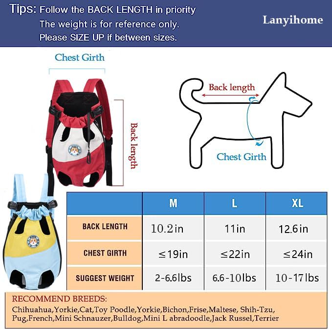 Ventilated Mesh Pet Carrier Backpack for Dogs & Cats - Front & Back Wearing, Adjustable Safety Belt - Travel, Hiking, Cycling & Outdoor Use - Small, Medium, Large Sizes - Blue