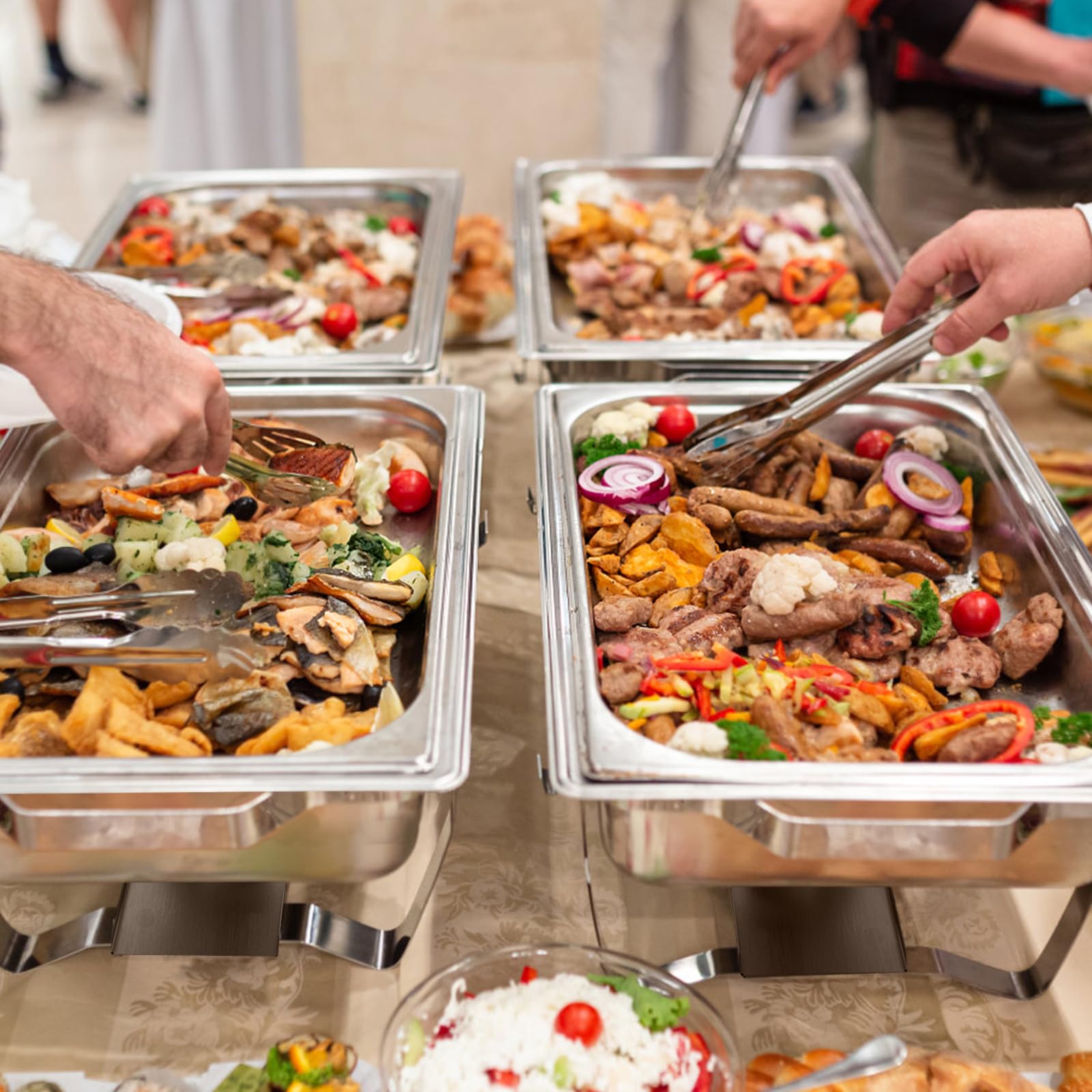 Giantex 2-Pack 9 Qt Stainless Steel Chafing Dishes for Buffet – Full Size Food Pan, Water Pan, Fuel Holders, Removable Lid & Foldable Frame Stand – Professional Warming Trays for Catering, Parties, Weddings & Events
