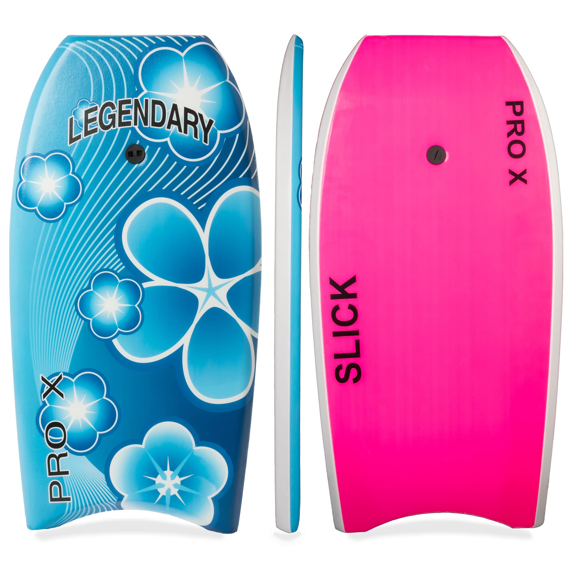 Legendary Pro X Bodyboard for Beach - High Performance Boogie Board with Hard Slick Bottom for Kids & Adults | EPS Core & Heat Sealed Construction | Includes Leash | Perfect for Wave Riding, Surfing & Water Sports