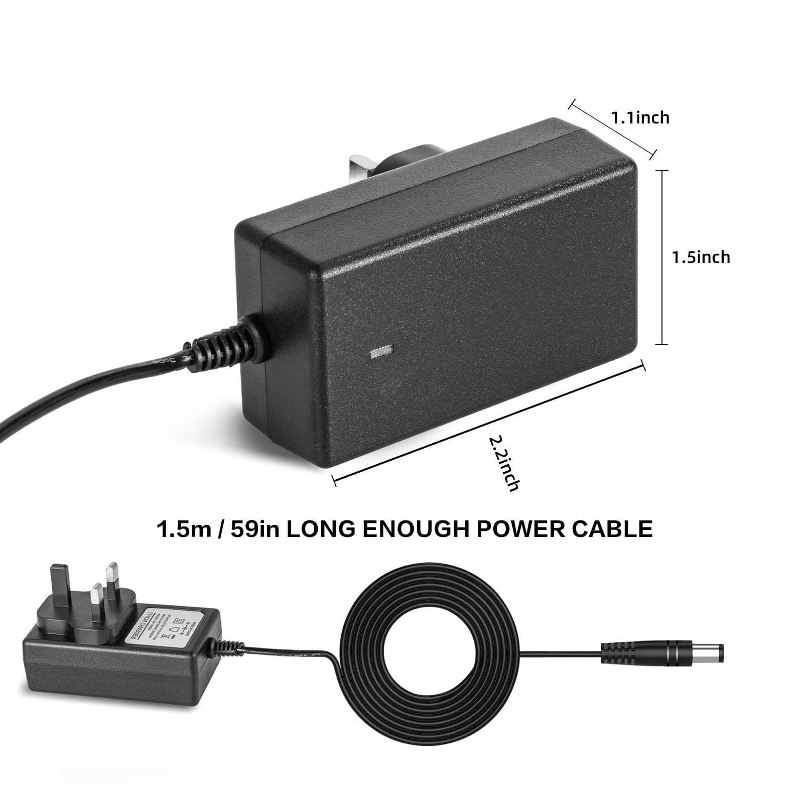 MKHS 12.6V/0.5A Massage Gun Charger - 0.7m/27.5inch Power Cord with Switch Adapter for Deep Tissue Muscle Recovery - Perfect for Home Gym, Physical Therapy & Sports Recovery