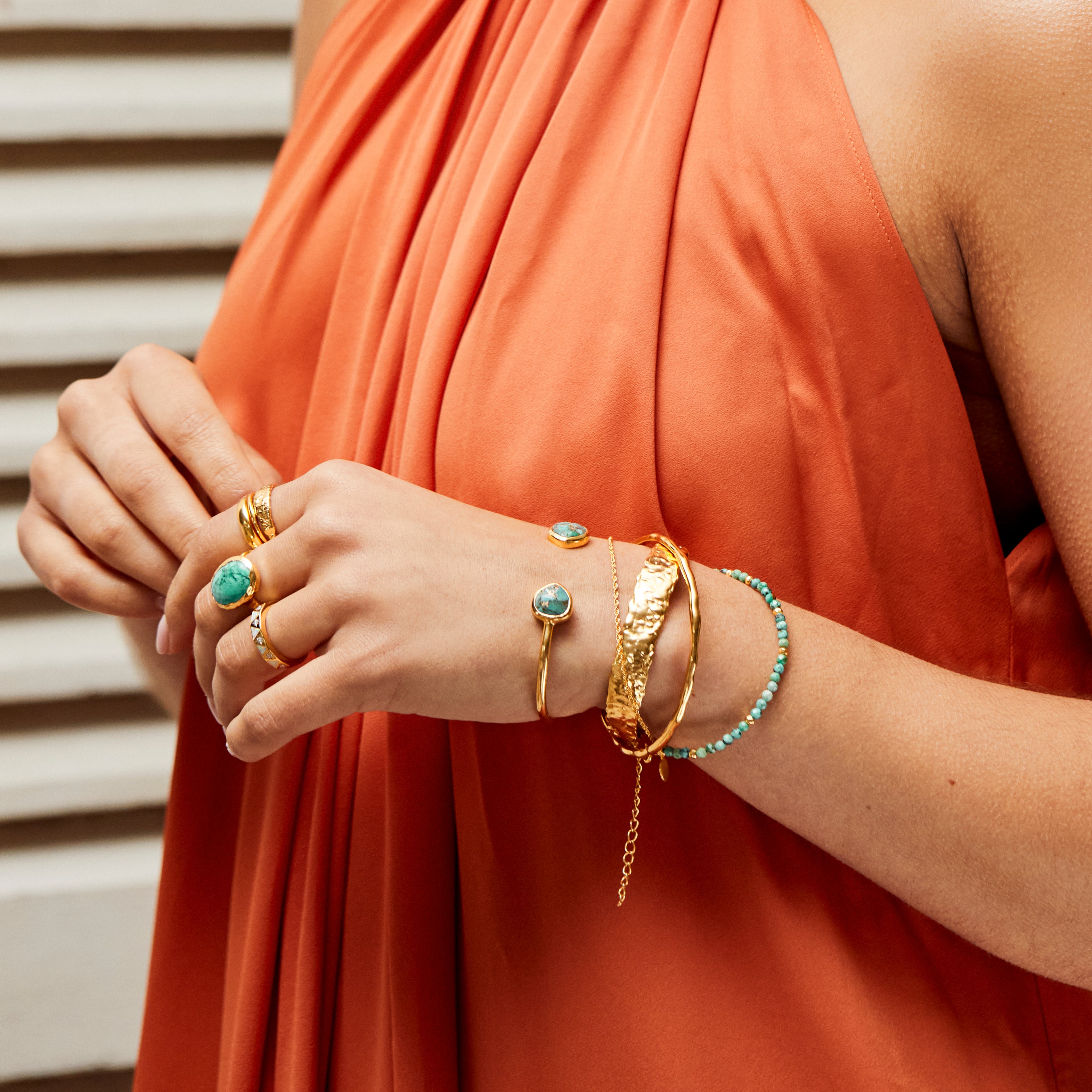 Molten Skinny Bangle Bracelet for Women - Minimalist Gold & Silver Stackable Cuff for Everyday Wear & Layering