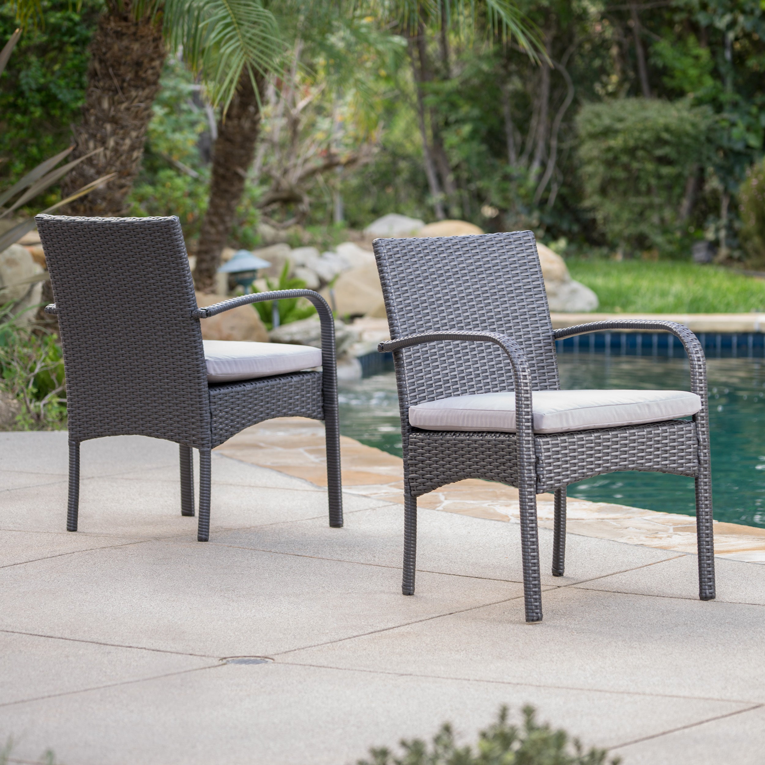 CORDOBA KD PE Wicker Dining Chairs - Set of 2, Rattan Outdoor Patio Chairs for Dining Room, Backyard, Garden & Poolside Relaxation