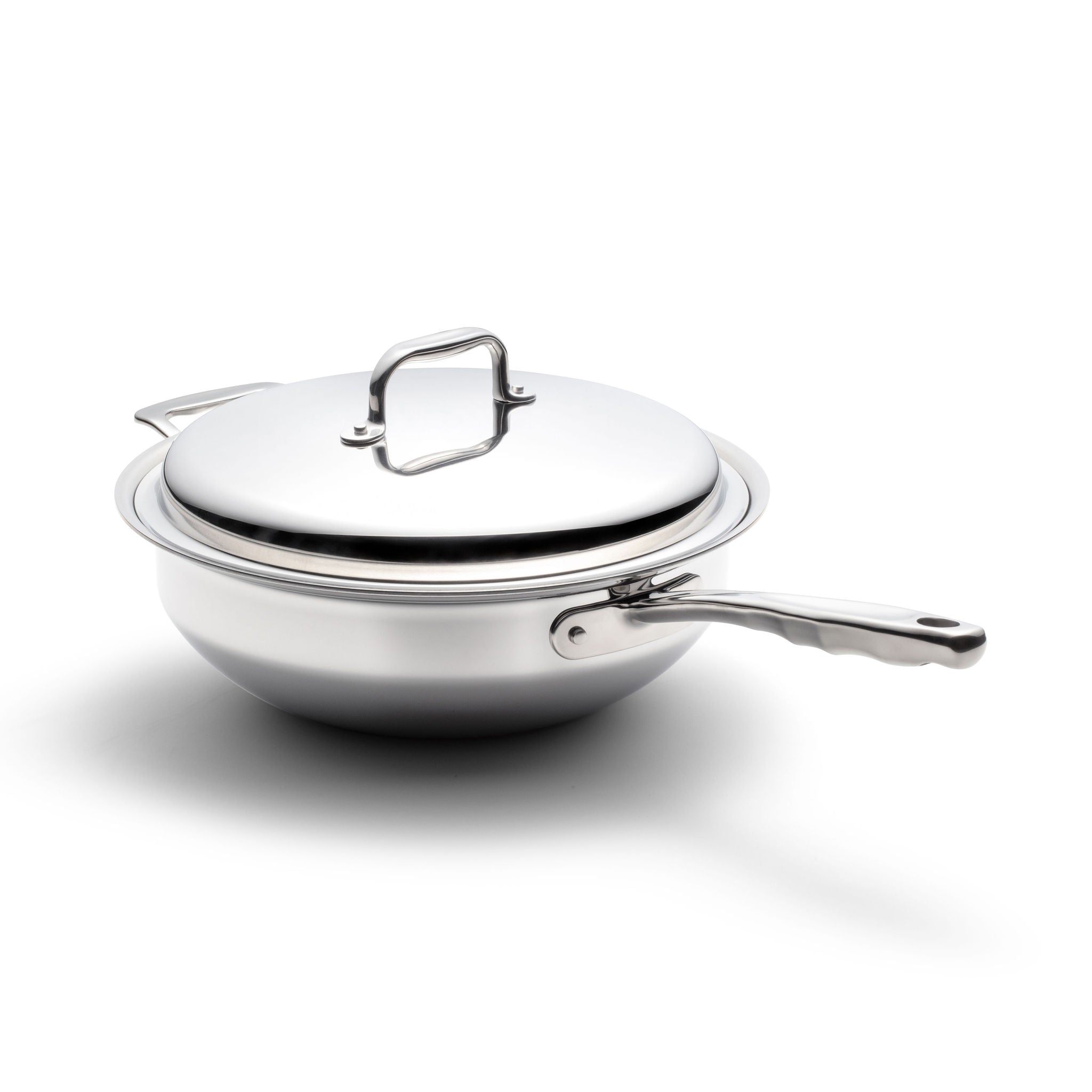 5 Quart Stainless Steel Wok - Professional Non-Stick Stir Fry Pan with Lid - Perfect for Asian Cooking, Stir Frying, Deep Frying & Sauteing - Induction Compatible & Dishwasher Safe