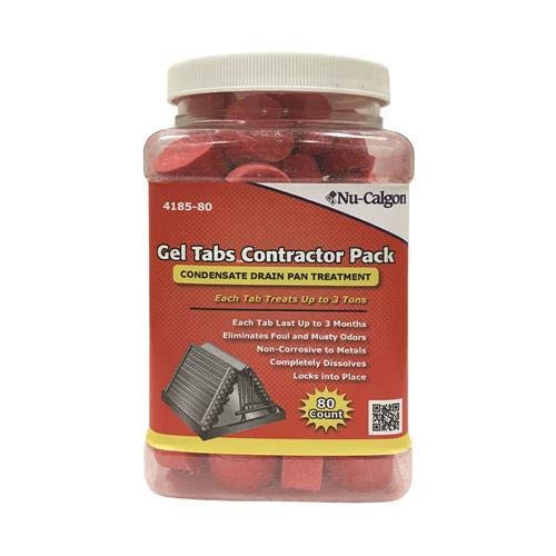 Nu-Calgon 4185-80 3 Ton AC Pan Treatment Gel Tablets - 80 Tablets per Jar for HVAC Coil Cleaning & Maintenance