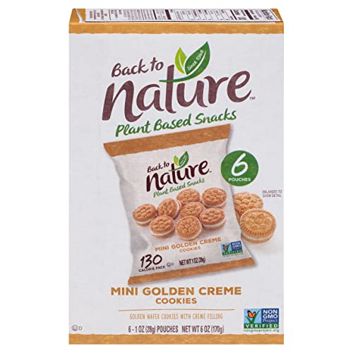 Organic Non-GMO Mini Golden Creme Cookies - 6oz Pack of 4 | Gluten-Free Snacks for Kids Lunch Box, Office Treats & Healthy Desserts