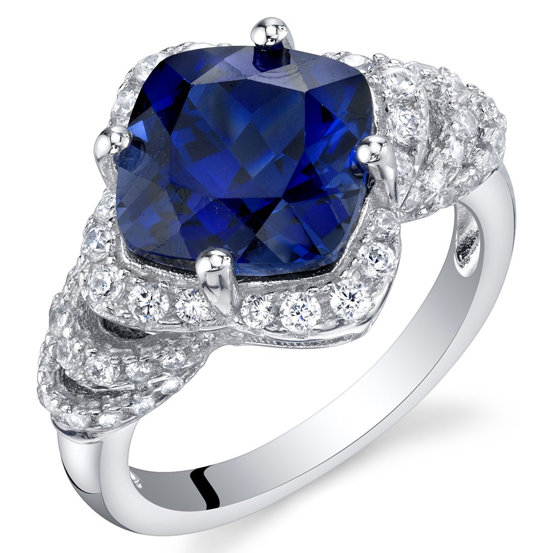 Sterling Silver Cushion Cut Halo Engagement Ring with Gemstones - Size 5 to 9 - Perfect for Proposals, Weddings & Anniversary Gifts