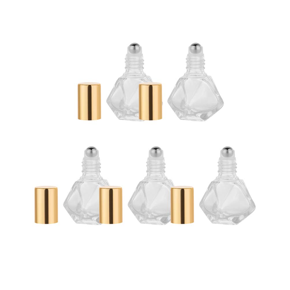 FRCOLOR 5 Pack 5ml Essential Oil Roller Bottles - Refillable Glass Roll On Bottles with Stainless Steel Roller Ball for Aromatherapy, Fragrance Oils & Liquids - Perfect for DIY Blends, Travel & Relaxation