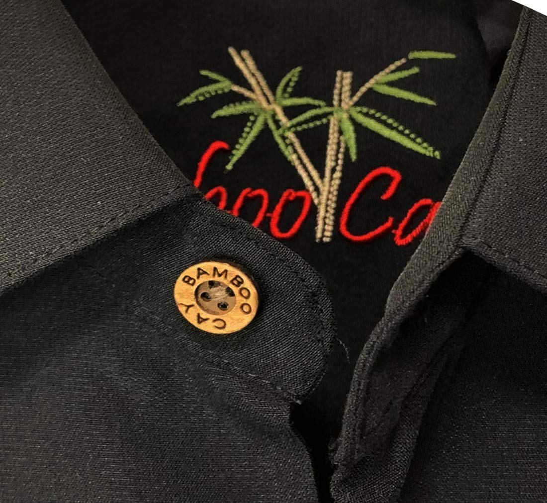Bamboo Cay Men's Hawaiian Shirt - Tropical Bird of Paradise Embroidered Button Down for Beach Vacation & Summer Party | Lightweight Breathable Short Sleeve Casual Wear