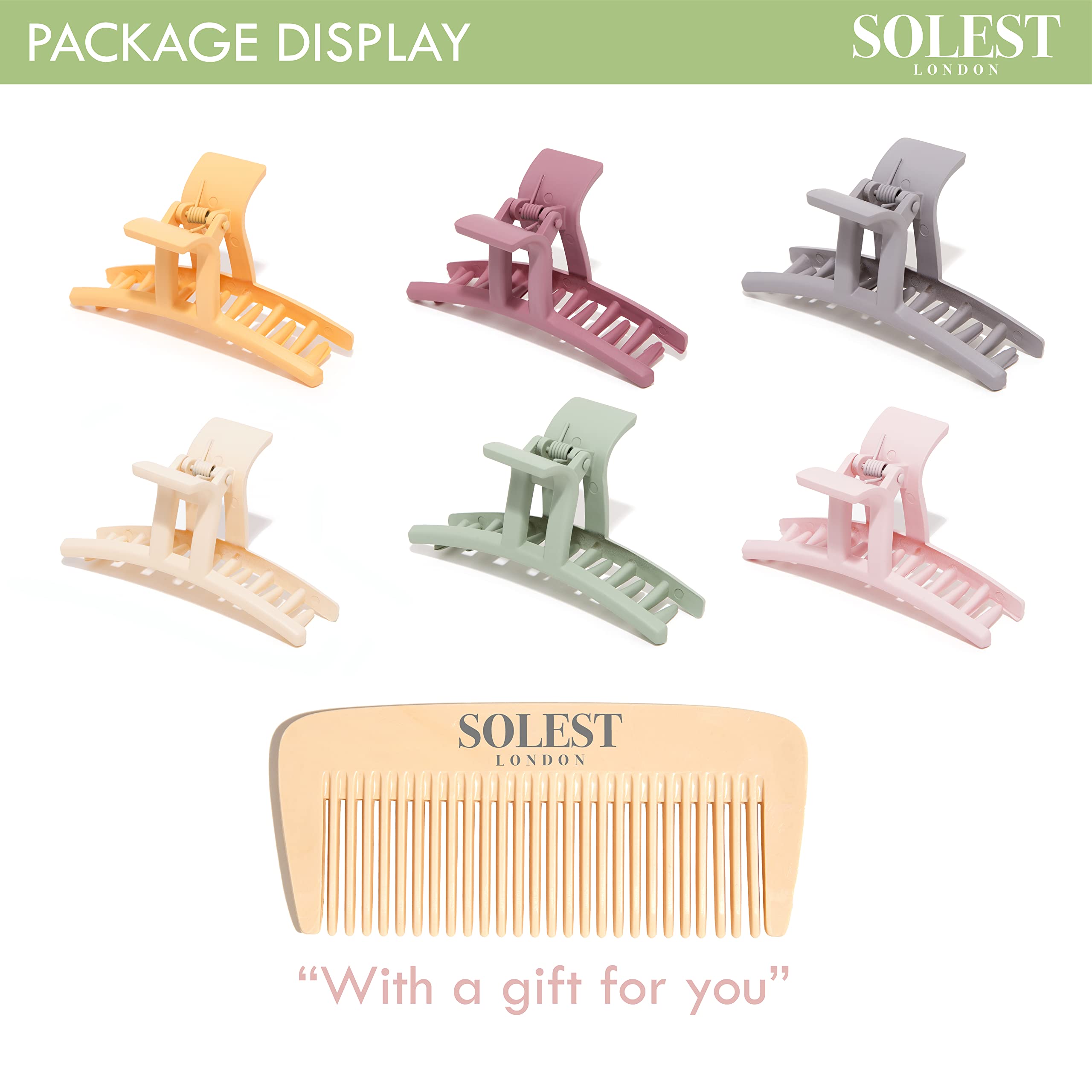 Solest London Hair Claw Clips - Pastel Matte for Women & Girls | Everyday Styling