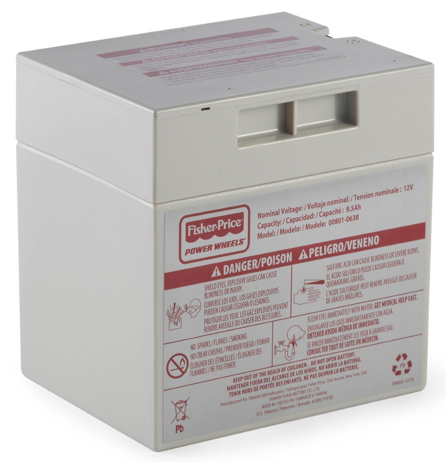 12V Rechargeable Battery for Barbie Corvette BFY96 Power Wheels - Fisher Price Replacement Battery - Perfect for Kids Ride-On Cars & Electric Toys (Gray, 1 Unit)