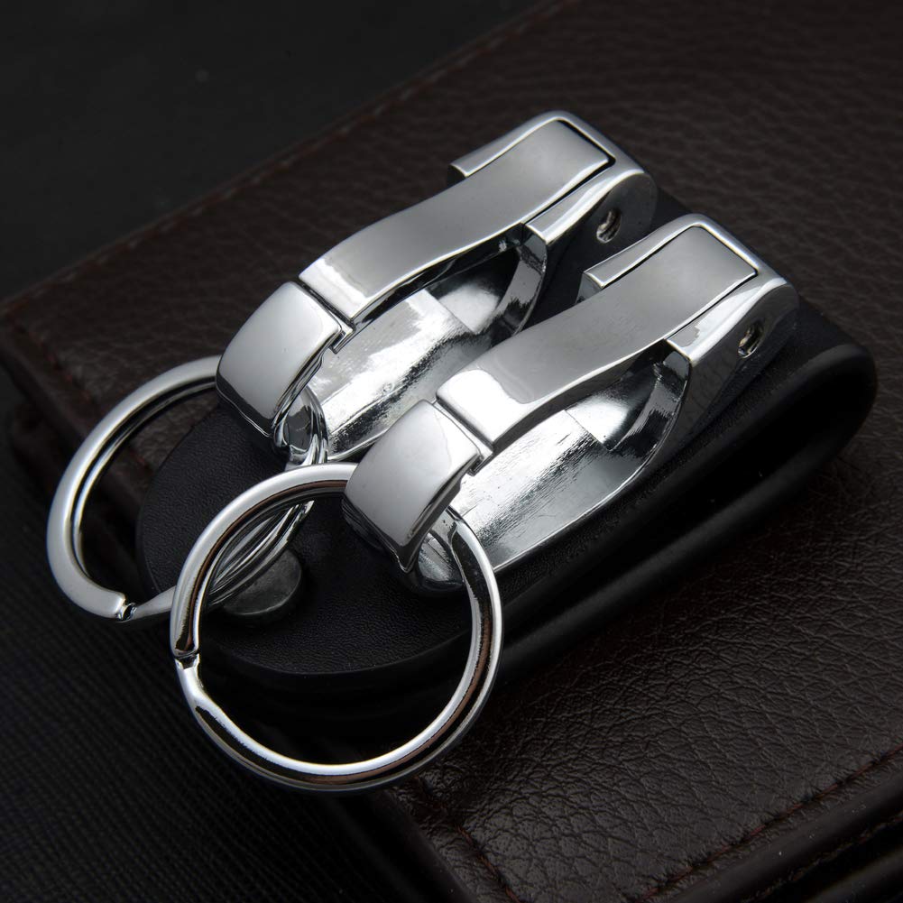 Premium Leather Belt Loop Keychain with 2 Detachable Clips & Key Ring - Durable Belt Key Holder for Men & Women - Perfect for Outdoor Activities, Hiking, and Everyday Carry