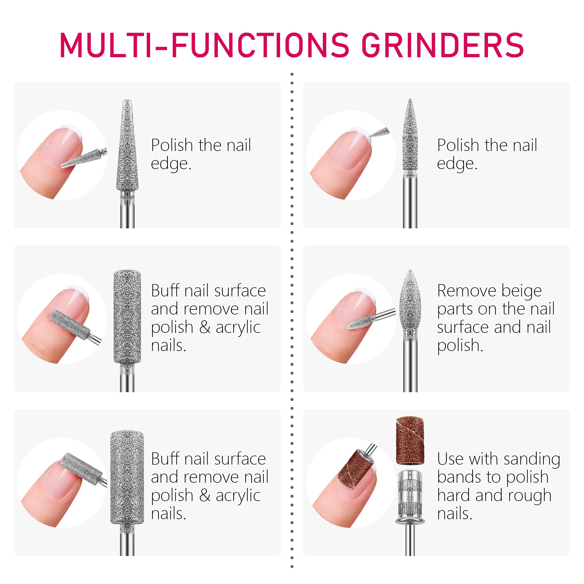 Professional Electric Nail Drill Machine 20000 RPM - Acrylic & Gel Nail E-File for Salon & Home Use, Perfect for Beginners & DIY Manicures (Great for Nail Art, Extensions & Pedicures)