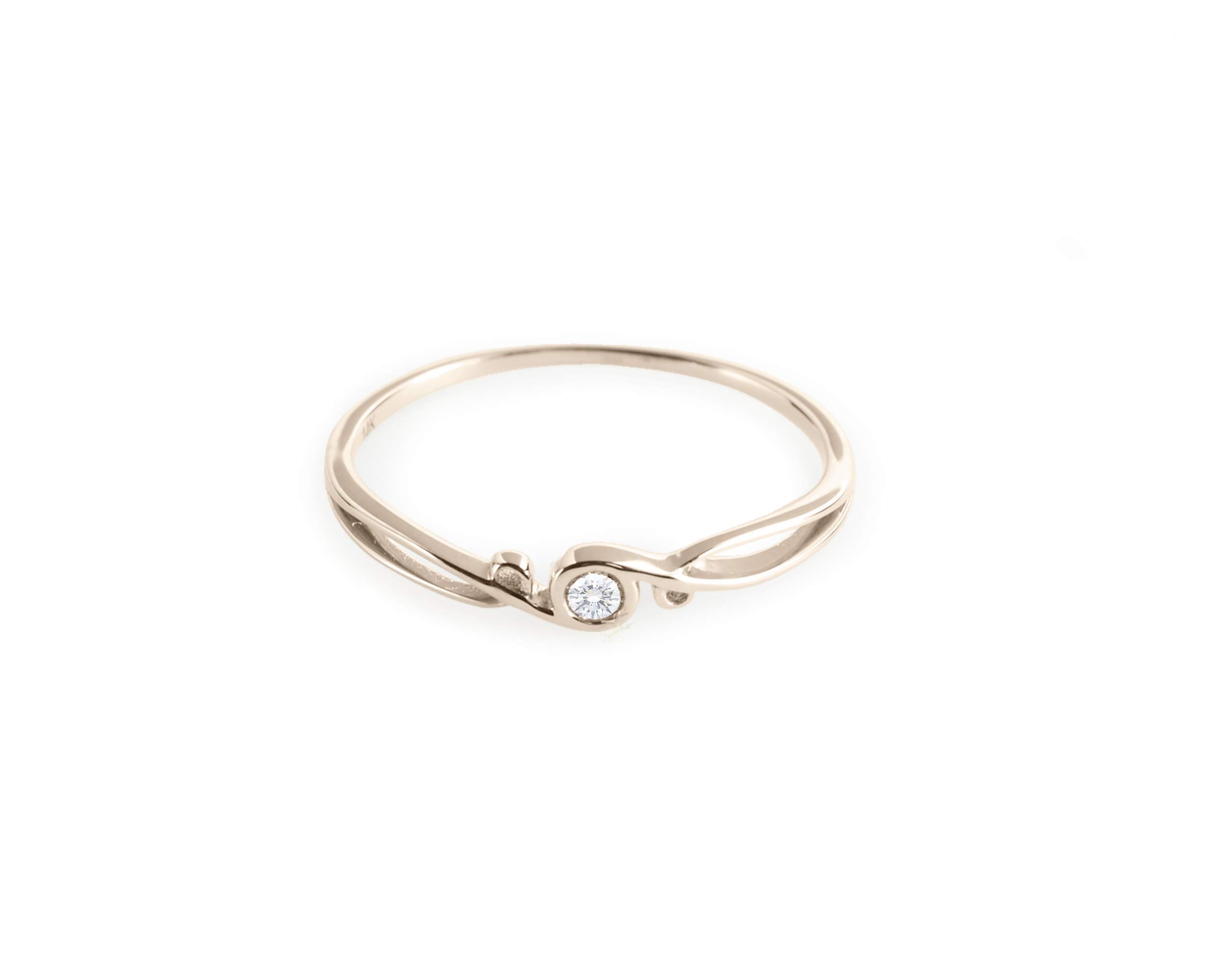 Majade 14K Yellow Gold Diamond Engagement Ring - Handmade Solid Gold Wedding Band, Minimalist Unique Dainty Ring for Women | Perfect for Proposals, Anniversaries & Special Occasions