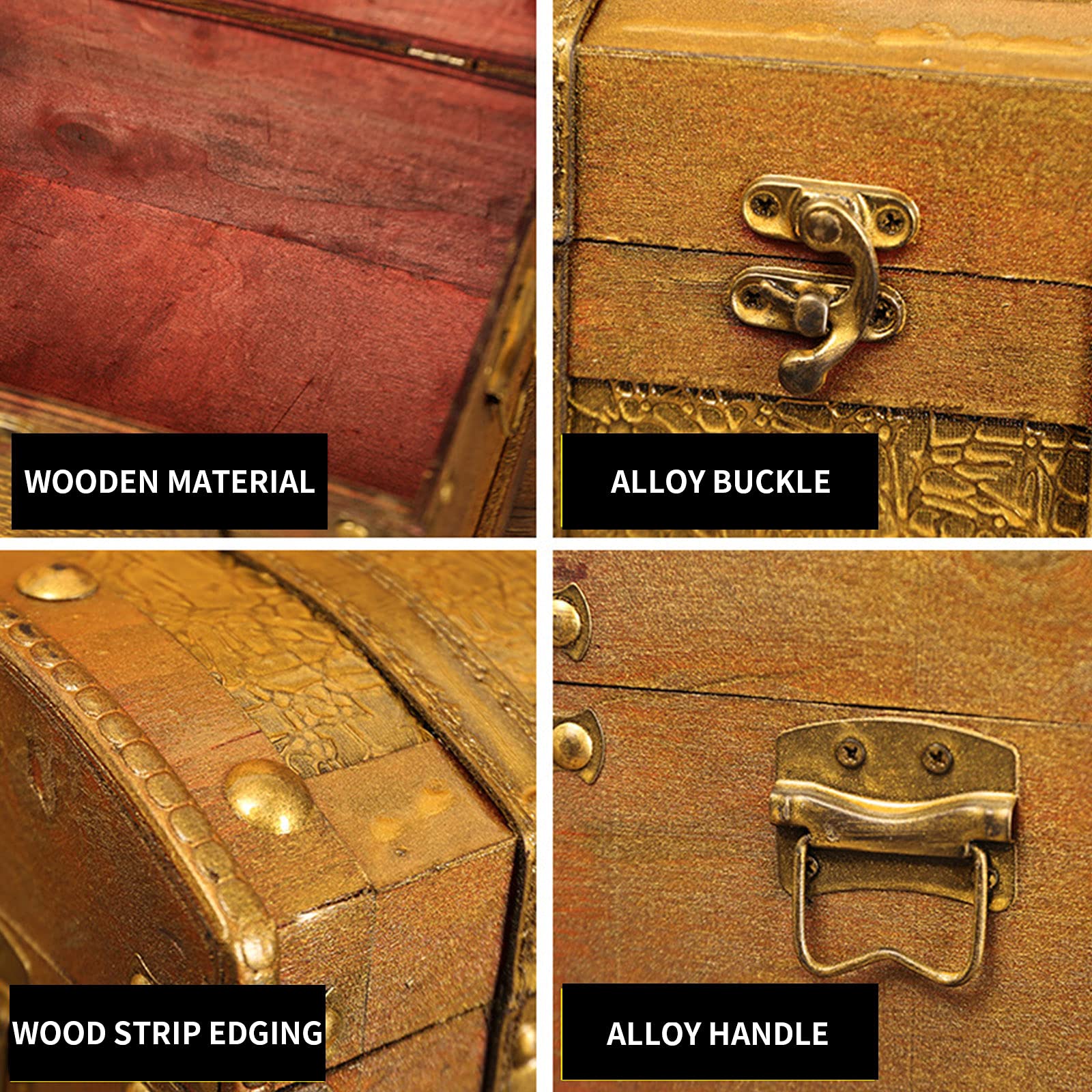 Handcrafted Pirate Treasure Chest with Iron Lock - Wood & Leather Decorative Storage Box for Home Decor | Perfect for Jewelry, Keepsakes & Themed Party Decorations