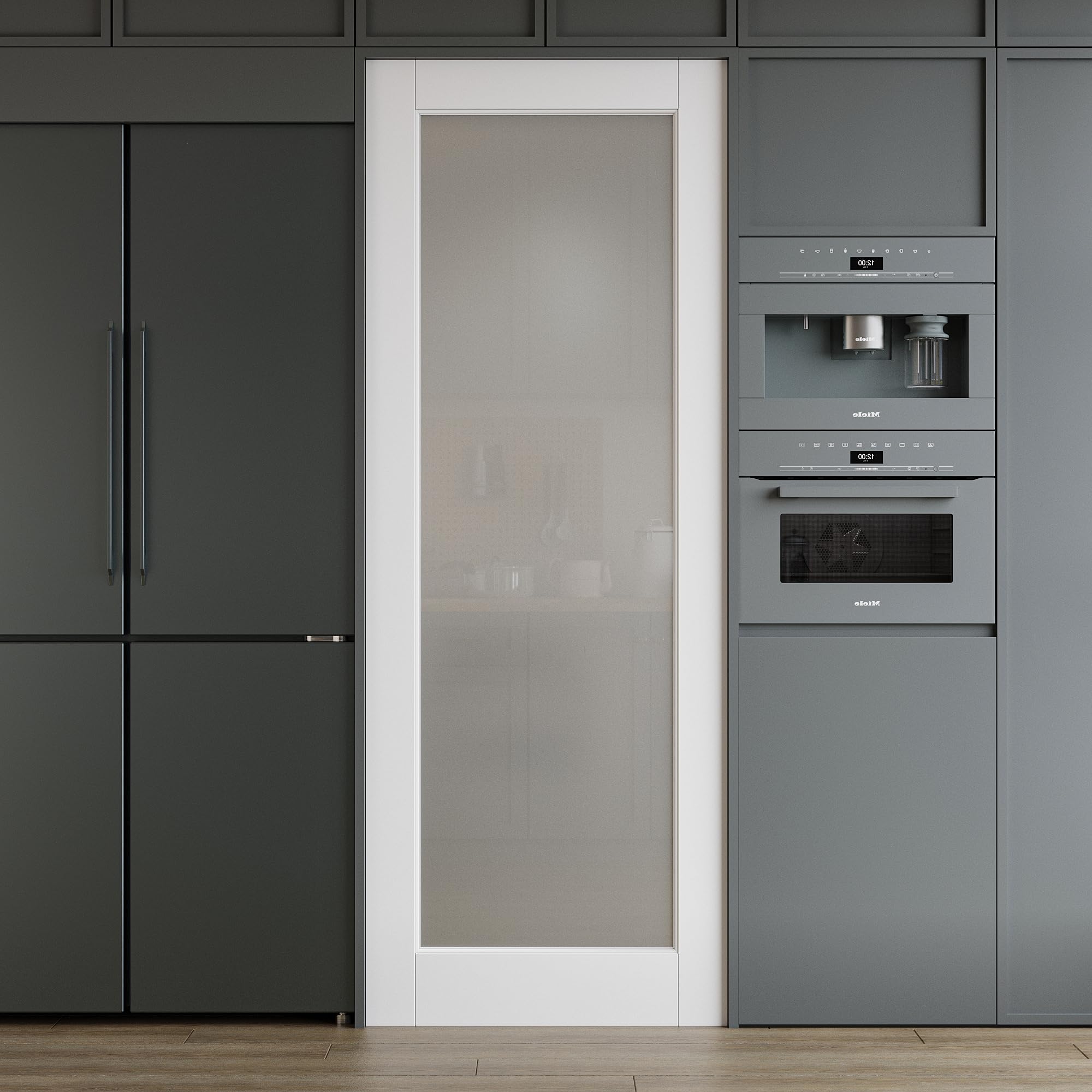 WINSTELLAR 26x80 Frosted Tempered Glass Interior Door Slab - Paintable Shaker Style for Living Room, Pantry & Laundry - Prehung, Pocket, French or Barn Door Installation - White Prefinished - Perfect for Modern Homes, Offices and Commercial Spaces