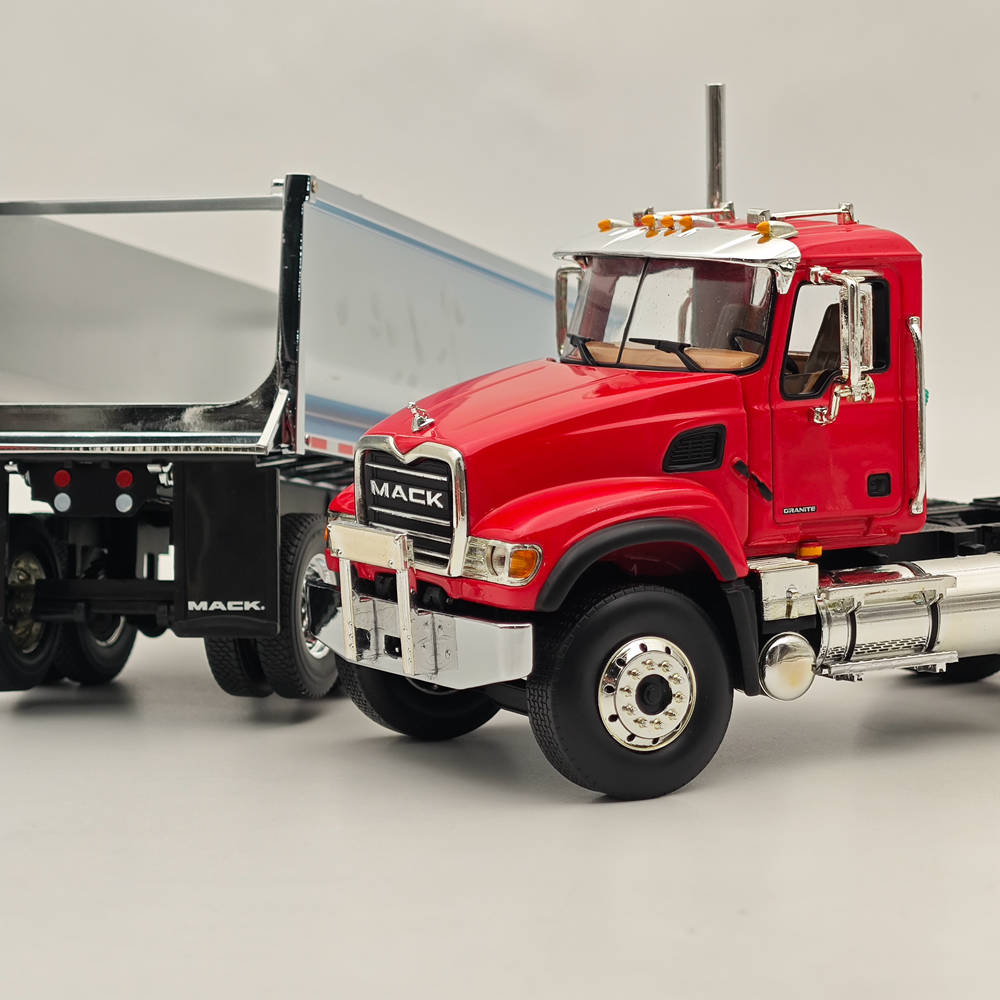 1/34 Scale FIRST GEAR MACK GRANITE & ROUND END DUMP TRAILER Diecast Model Truck - 10 4181 Collectible for Display, Gifts & Construction Enthusiasts