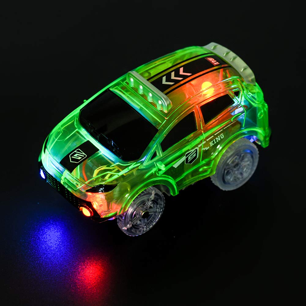 4 Pack Glow in The Dark Replacement Tracks for Toy Cars - Racing Track Accessories for Kids Boys & Girls - Perfect for Nighttime Play, Birthday Gifts and Indoor Racing Fun