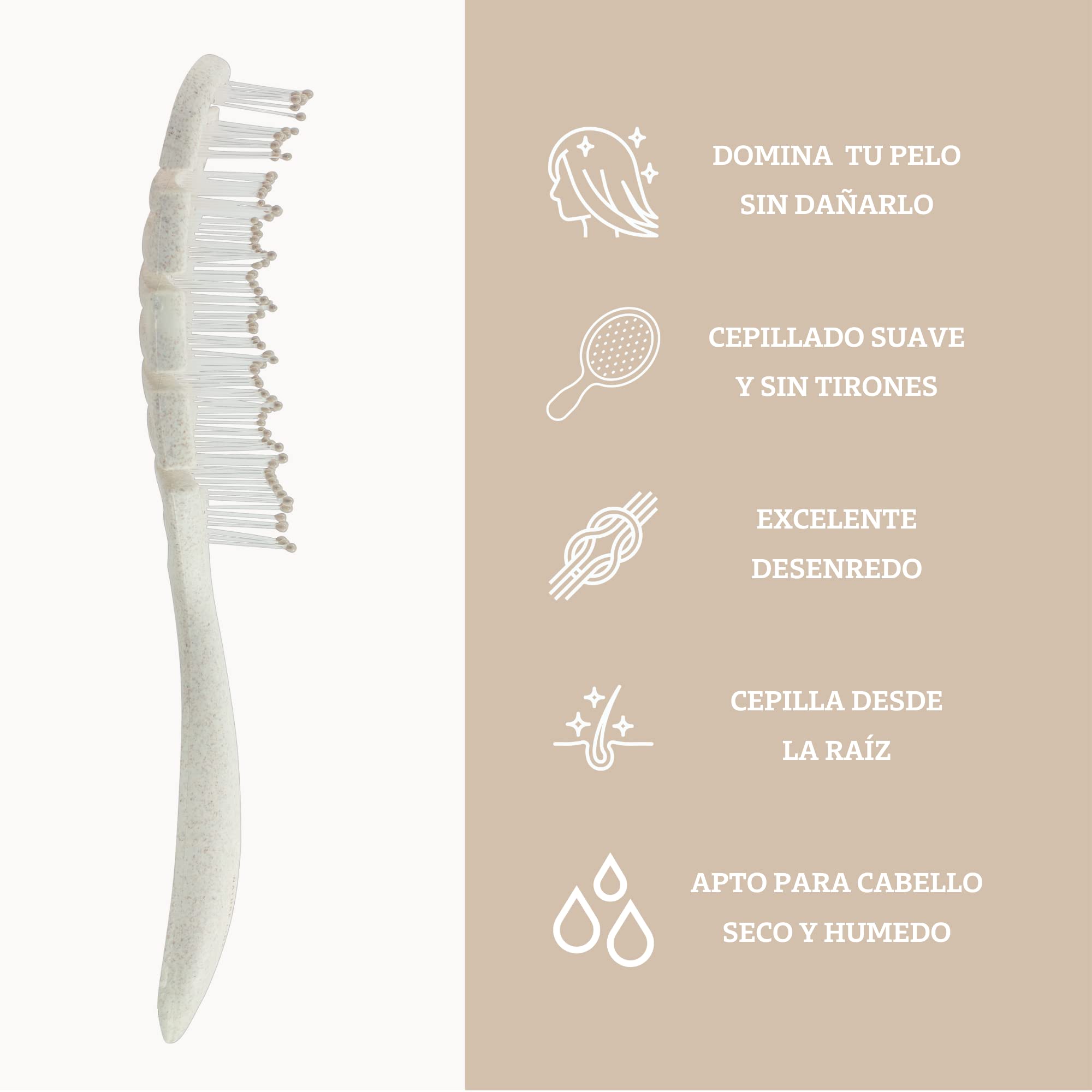 Anti-Pull Detangling Hair Brush for Curly & Straight Hair - 100% Organic Natural Wheat Fiber Comb - Eco-Friendly & Pain-Free Hair Styling for Daily Use, Travel & Salon Styling