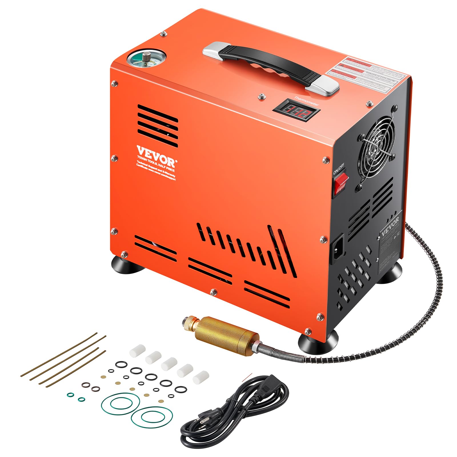 VEVOR 800W Dual-Cylinder PCP Air Compressor 4500PSI/30Mpa - Oil-Free Paintball Tank Pump with Auto-Stop & Built-in Cooling Fan - Perfect for Air Rifles, Scuba Diving Tanks & Paintball Guns | High-Pressure Airgun Charging Station for Outdoor Sports & Hunting