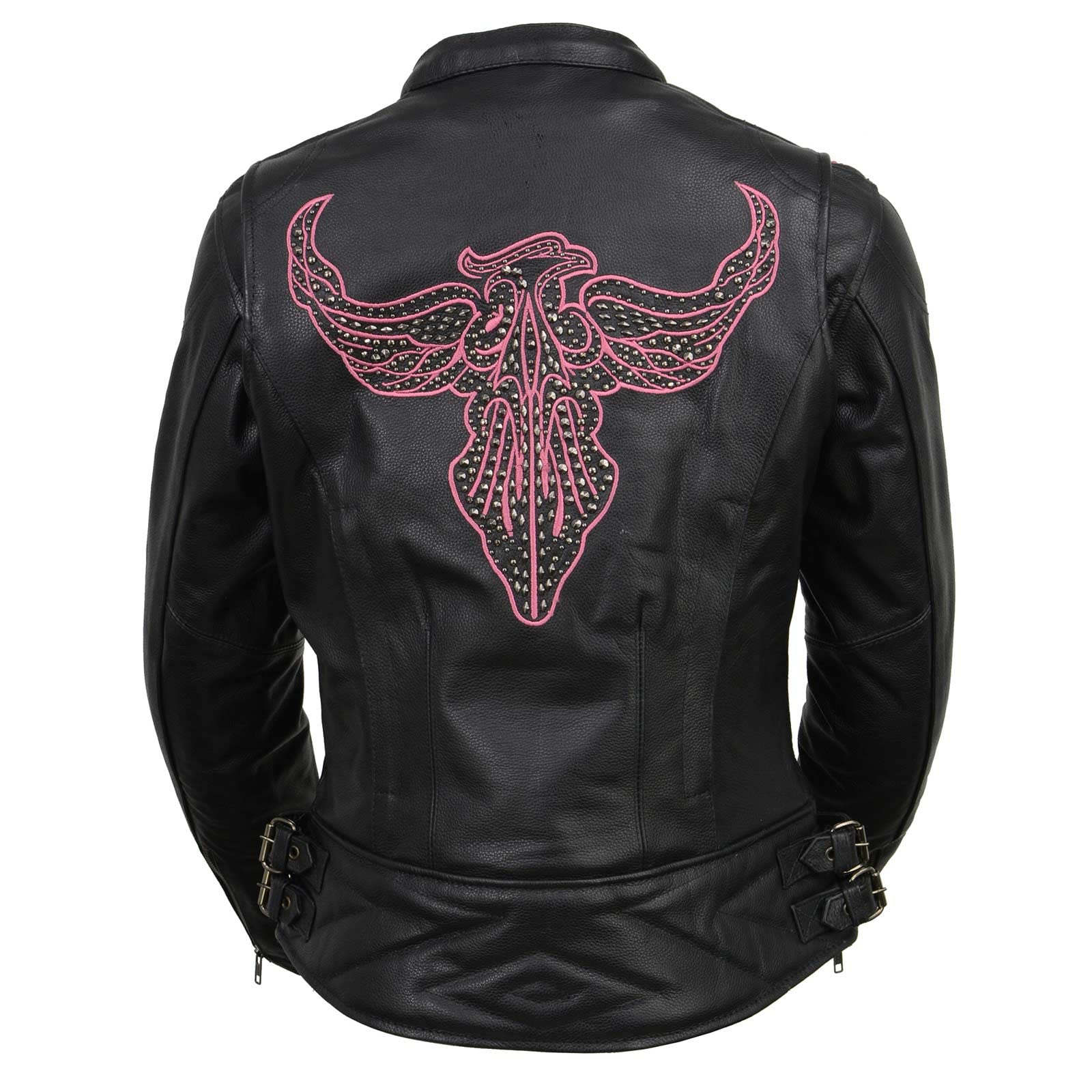 Milwaukee Leather MLL2570 Women's Black Phoenix Embroidered Motorcycle Jacket - Stylish & Protective Biker Jacket for Riding, Cruising & Outdoor Adventures