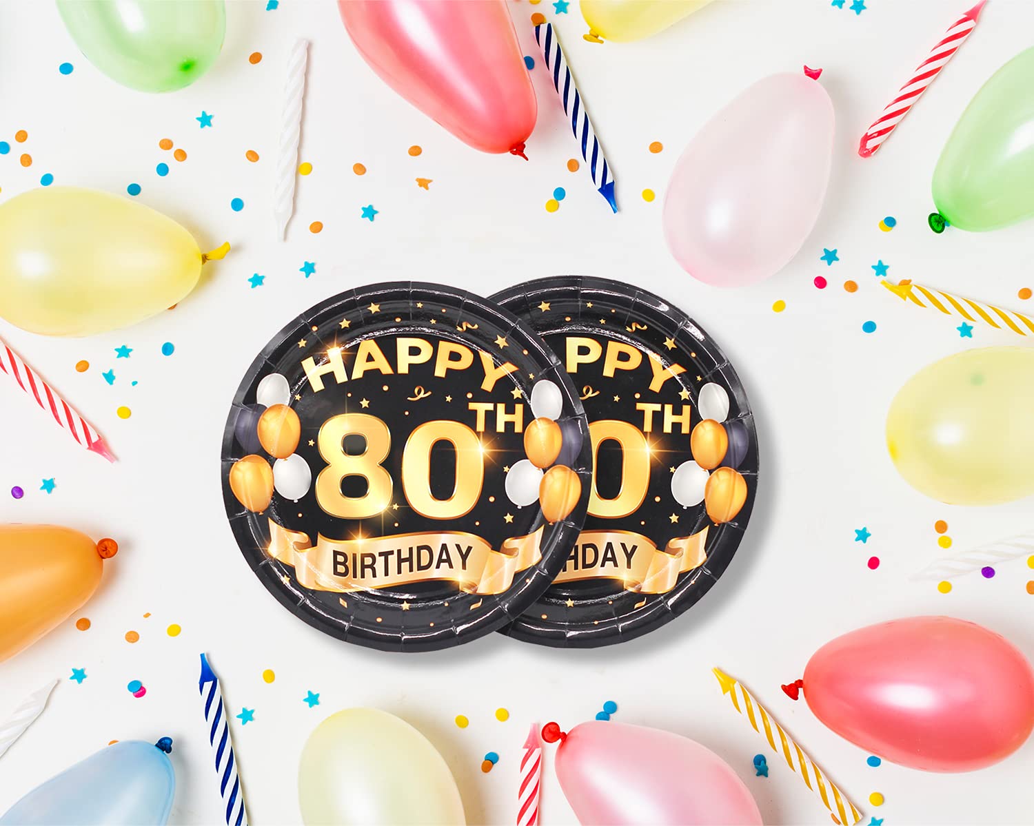 80th Birthday Party Plates - 50 Pack 9