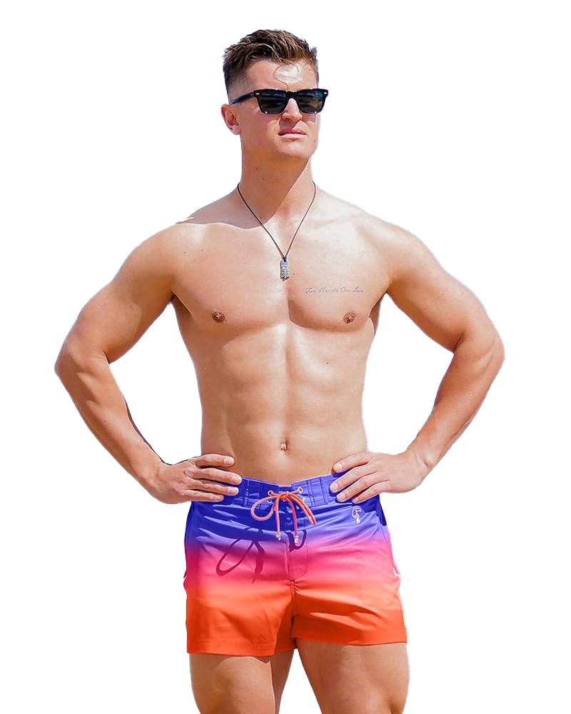 Premium Faded Crimson Swim Trunks for Men - 4-Way Stretch Quick Dry Swim Shorts with Compression Liner | Chlorine Resistant Swimwear for Beach, Pool & Water Sports