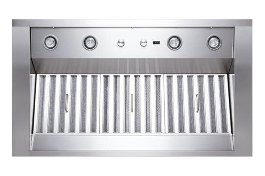 WP28M54SB Pro Style Range Hood - 54 Inch Stainless Steel with 300-1650 CFM Blower Options for Internal/External Use | Perfect for Modern Kitchens & Professional Cooking