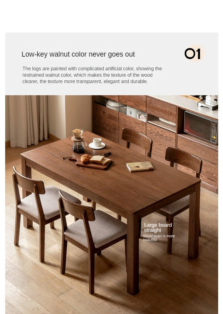 Solid Oak Wood Nordic Style Dining Table - Modern Farmhouse Kitchen Furniture for Dining Room & Small Space