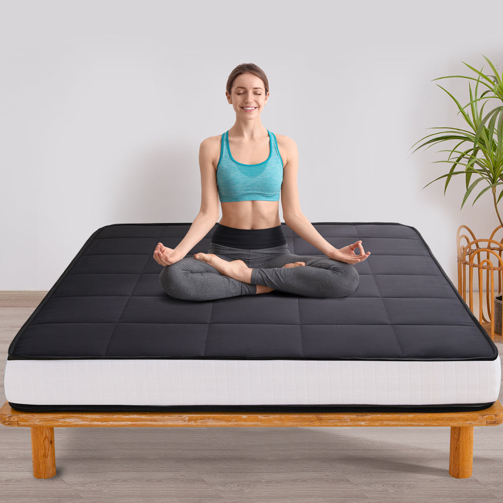 MAXYOYO 8 Inch Futon Mattress - Extra Thick Square Floor Mattress & Mattress Topper Pad in Black | Perfect for Guest Beds, Dorm Rooms, and Floor Sleeping