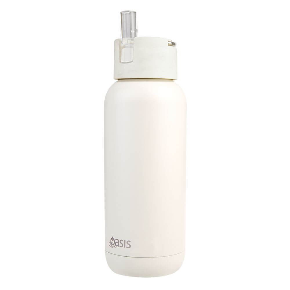 1L Ceramic Lined Insulated Water Bottle - White Alabaster | BPA-Free, Leak-Proof, 24-Hour Temperature Retention | Perfect for Gym, Hiking, Office & Travel