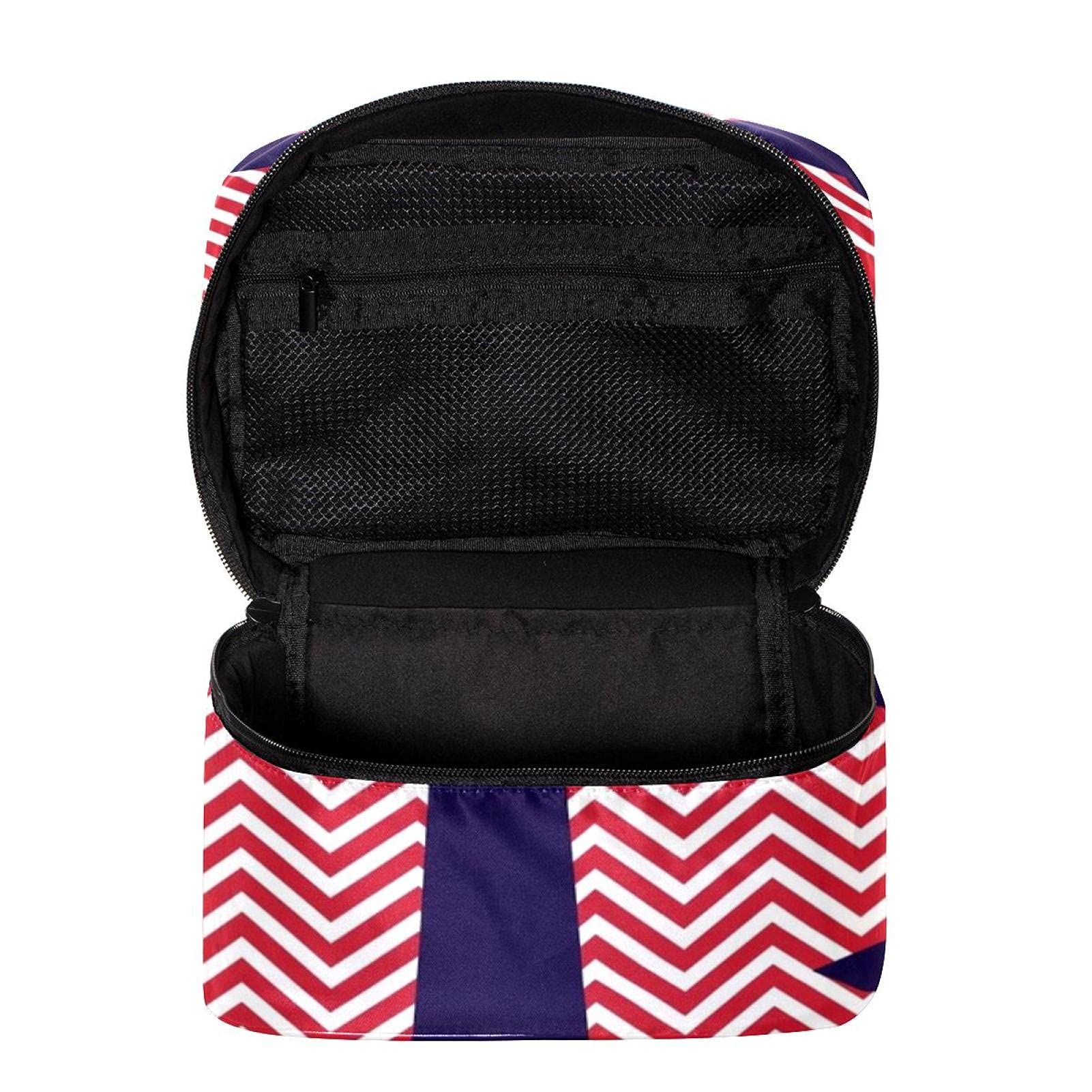 Stylish Red Zigzag Chevron Travel Makeup Bag - Large Cosmetic Organizer with Zipper for Women & Girls | Perfect for Travel, Gym & Daily Essentials Storage