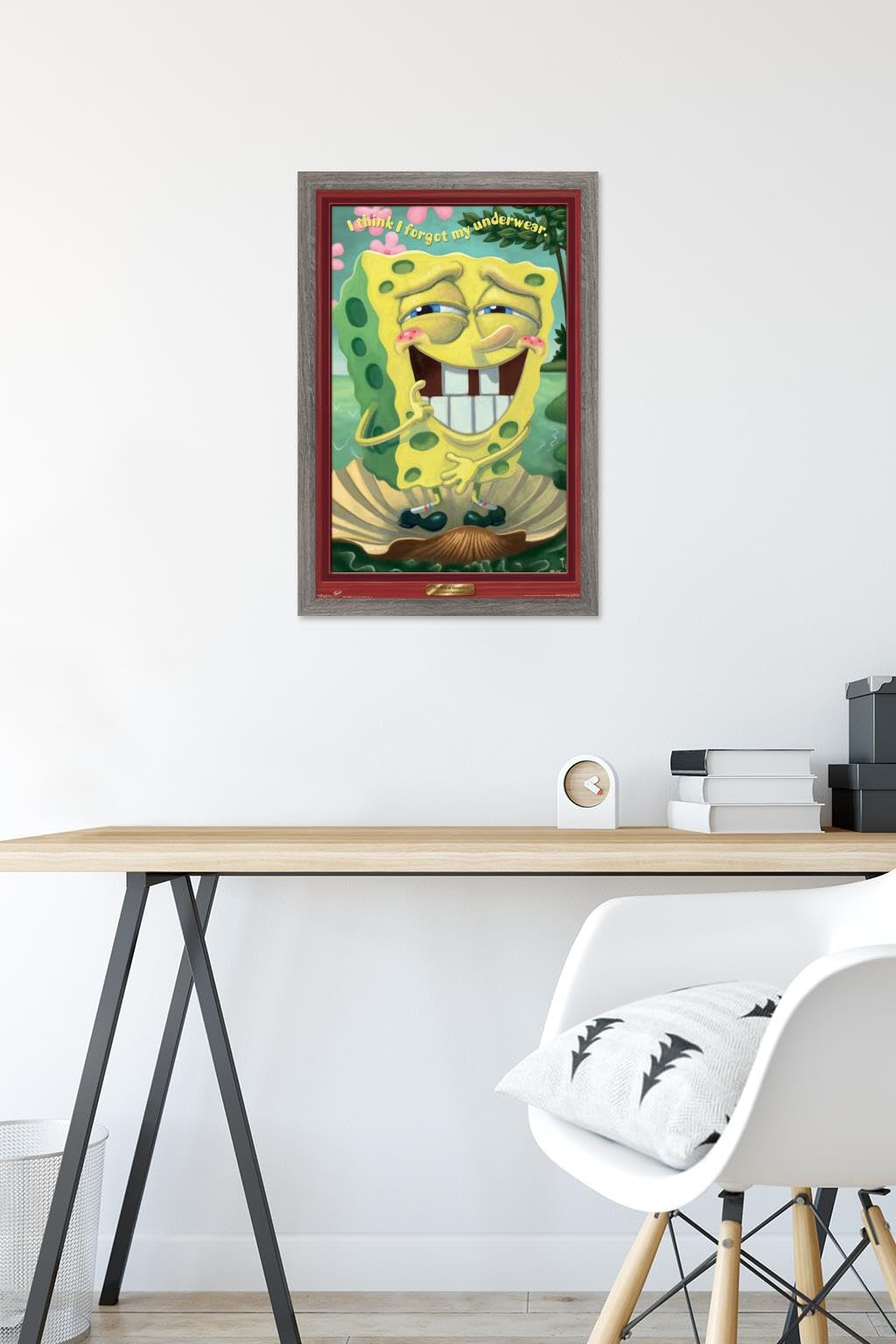 Trends International Nickelodeon SpongeBob SquarePants Underwear Wall Poster - 14.725 x 22.375 Inches, Barnwood Framed Art Print - Perfect for Kids' Room Decor, Birthday Gifts & Cartoon Lover Collections